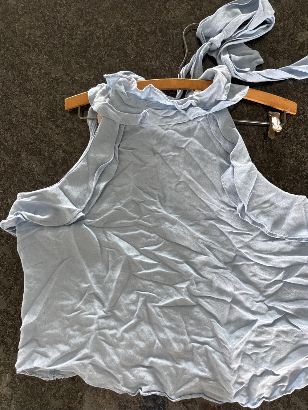 Entro - Light Blue Halter Ruffle Women's Top